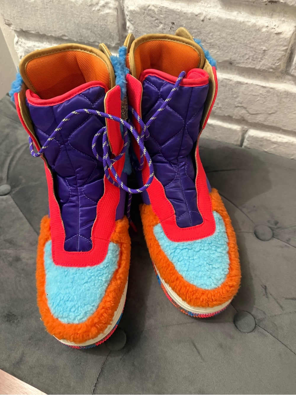 Nike Multicolor Fuzzy High-Top Sneakers — Blue, Orange, Red, Purple, Gold - Picture 3 of 4